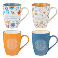 Floral Scripture Mug Set, 4 Mugs