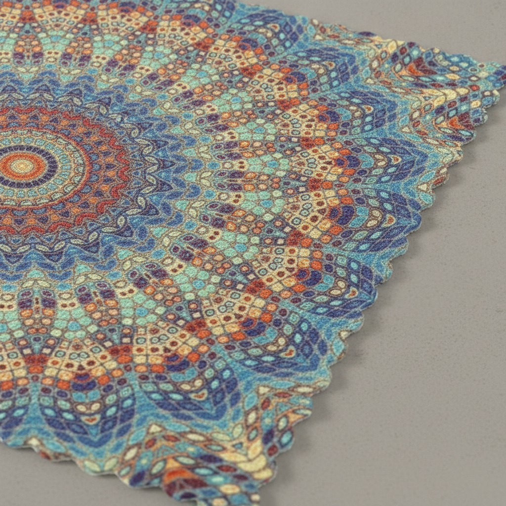 Close-up of the mandala mosaic print and microfiber weave — Maison's Kitchen