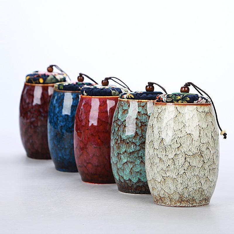 Reactive Glaze Ceramic Tea Canister, 300 ml