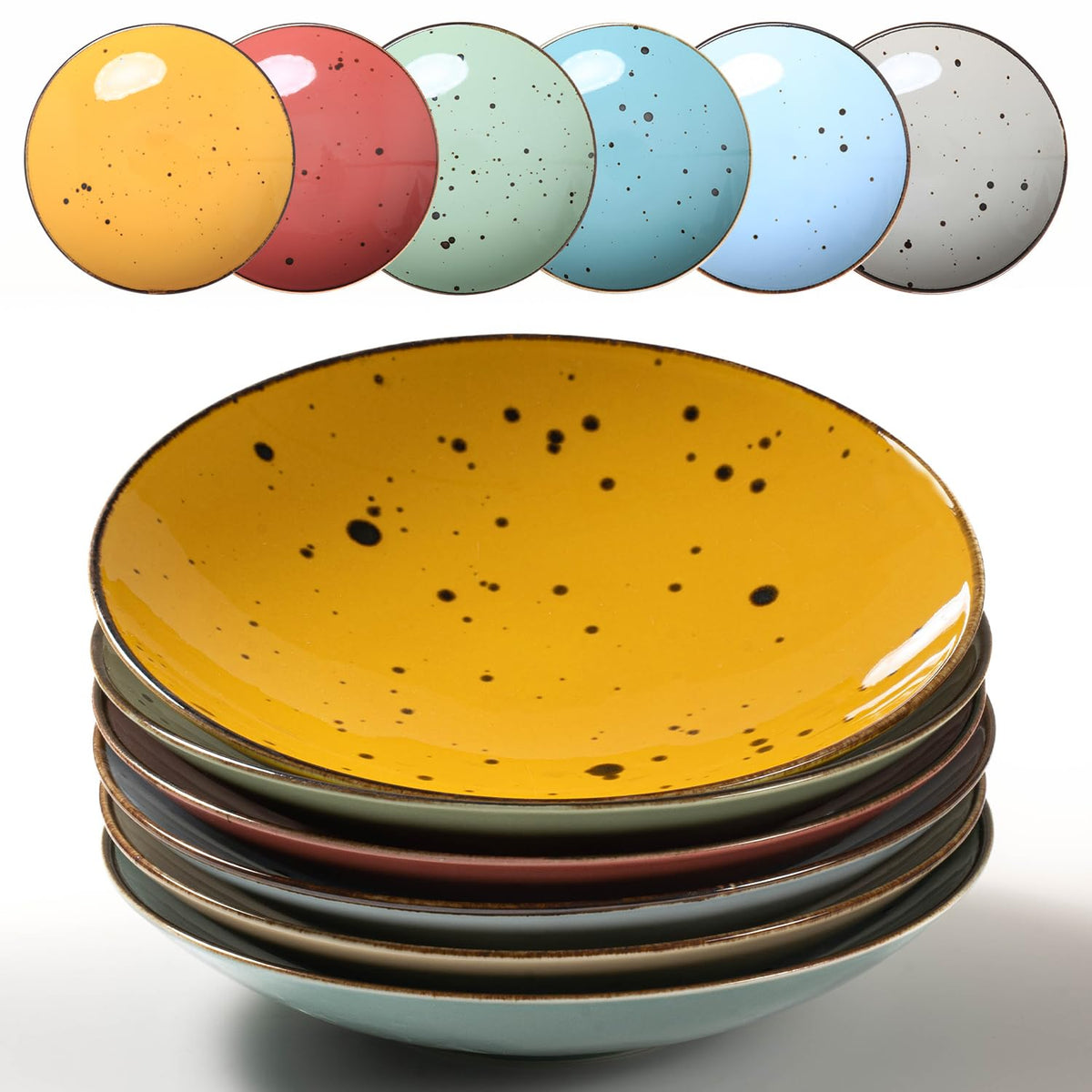 Porcelain Pasta Bowls, 8.1 in, 26 oz, Set of 6