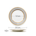 Gold-Trim Porcelain Plates with Patterned Border