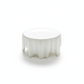 Cascata white glazed ceramic tall serving riser with organic molten dripping edge, studio white background