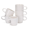 White Ceramic Coffee Mugs, 10 oz, Set of 6