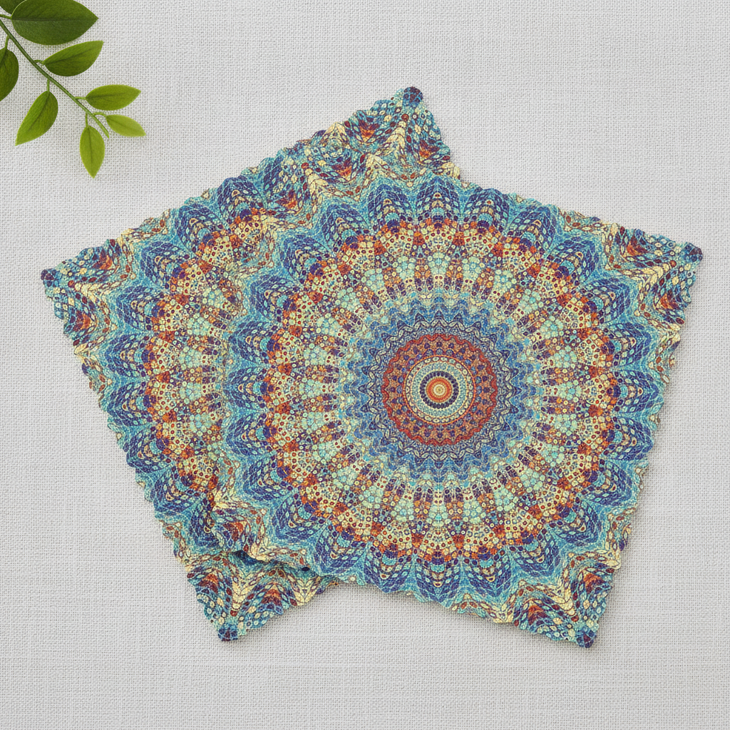 Two mandala microfiber dishcloths flat-lay on white linen — Maison's Kitchen