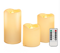 Beige LED Candle Set with Remote – 3 Pieces