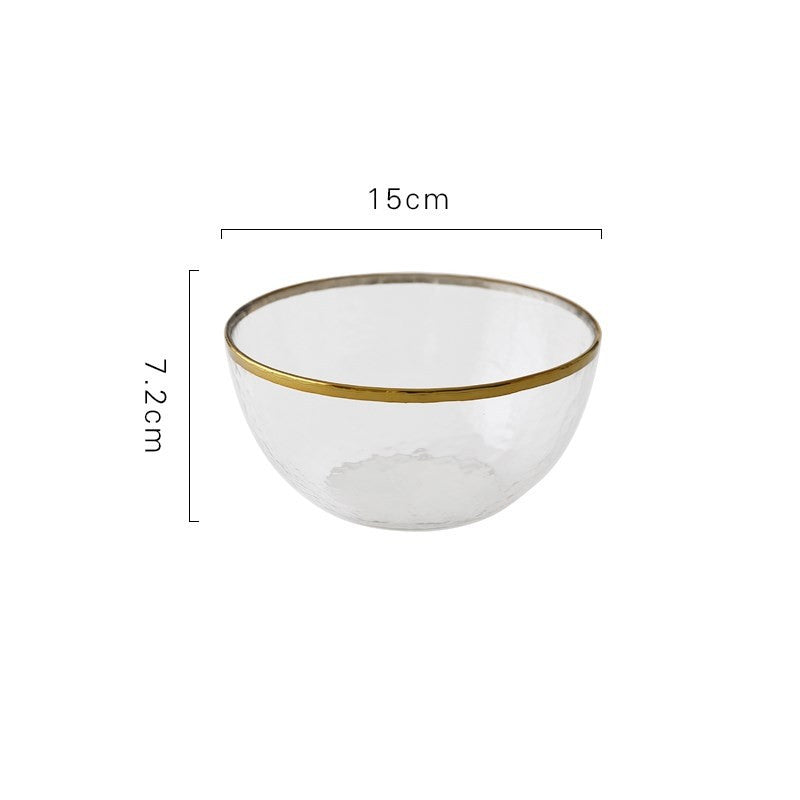 Gold-Rimmed Textured Glass Plates