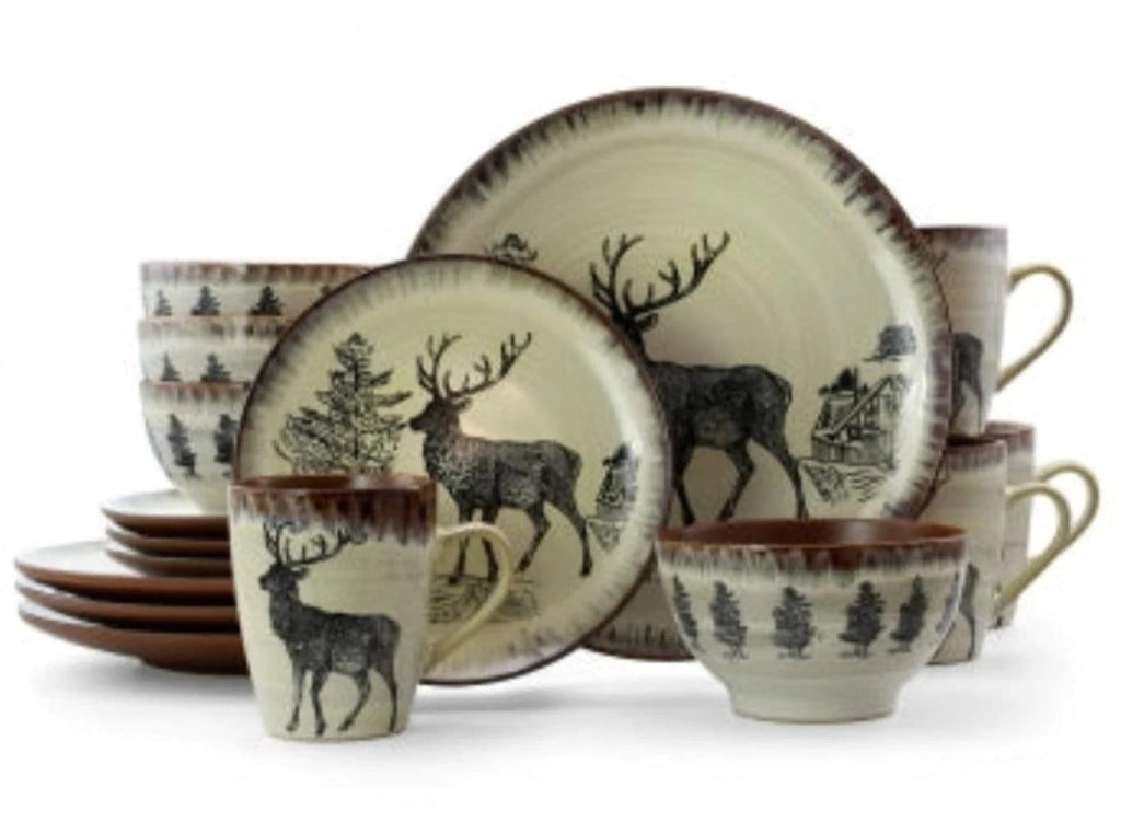 Elama Stoneware Elk Dinner Set, 16-Piece