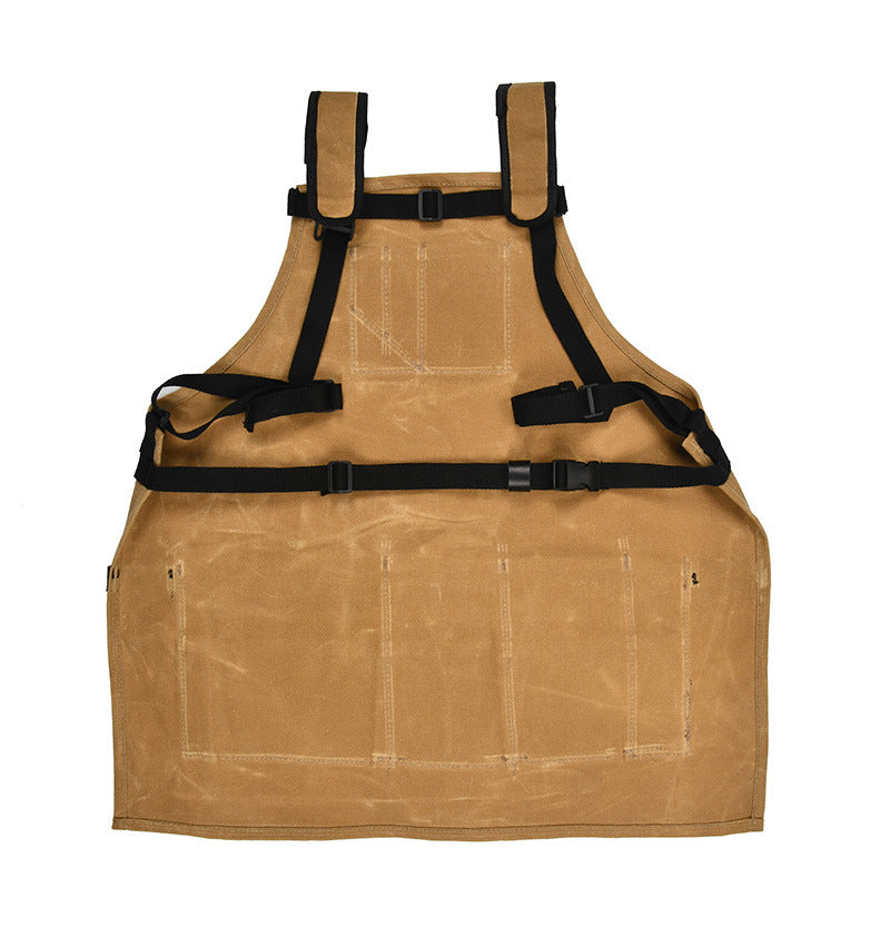 Khaki Waxed Canvas Multi-Pocket Work Apron