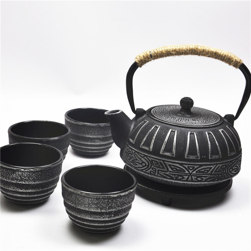 Black Textured Cast Iron Teapot