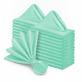 Aqua satin napkins 50 pack folded stack on white background