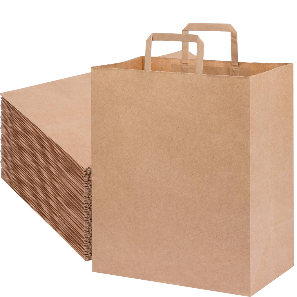 Brown Kraft Paper Bags with Handles, 12 x 7 x 14 in, 120 ct
