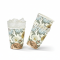 Vintage wildflower disposable paper cups, 100 count 9 oz, on white background