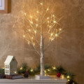 Pre-Lit LED Birch Tree, 2 ft, Warm White with Timer