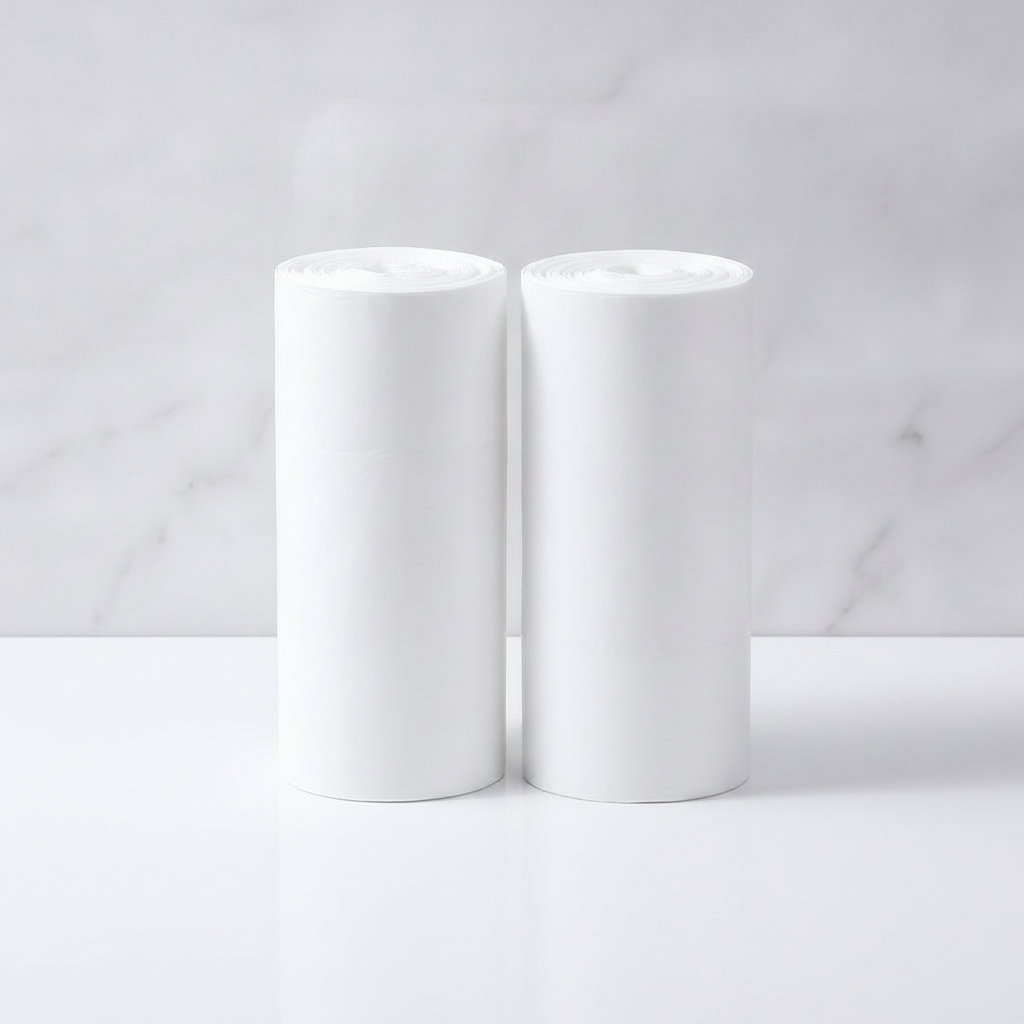 Two rolls of white drawstring trash bags as a value pack — Maison's Kitchen