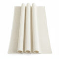 Cream ivory burlap table runner softly folded on a white background showing the open weave