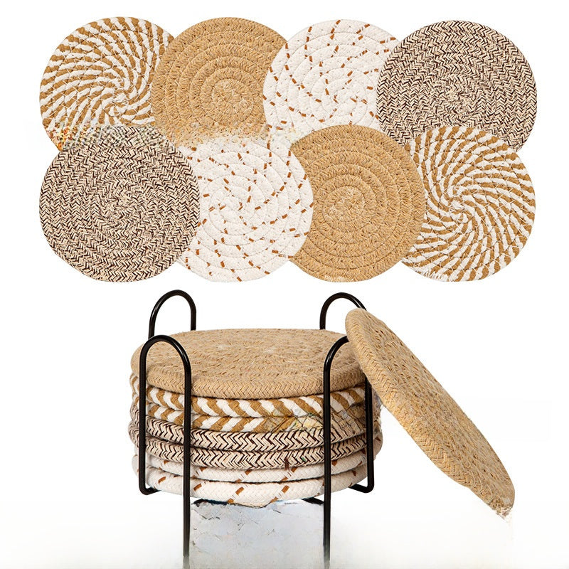 Cotton Woven Round Heat Insulation Coaster Placemat