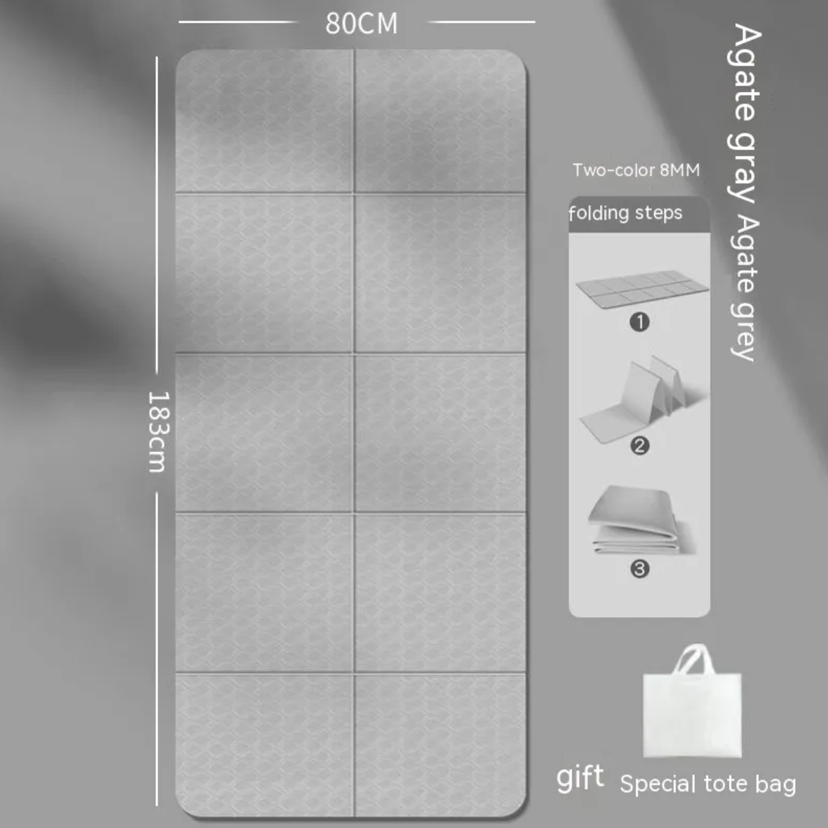 Foldable Travel Yoga Mat, 8mm