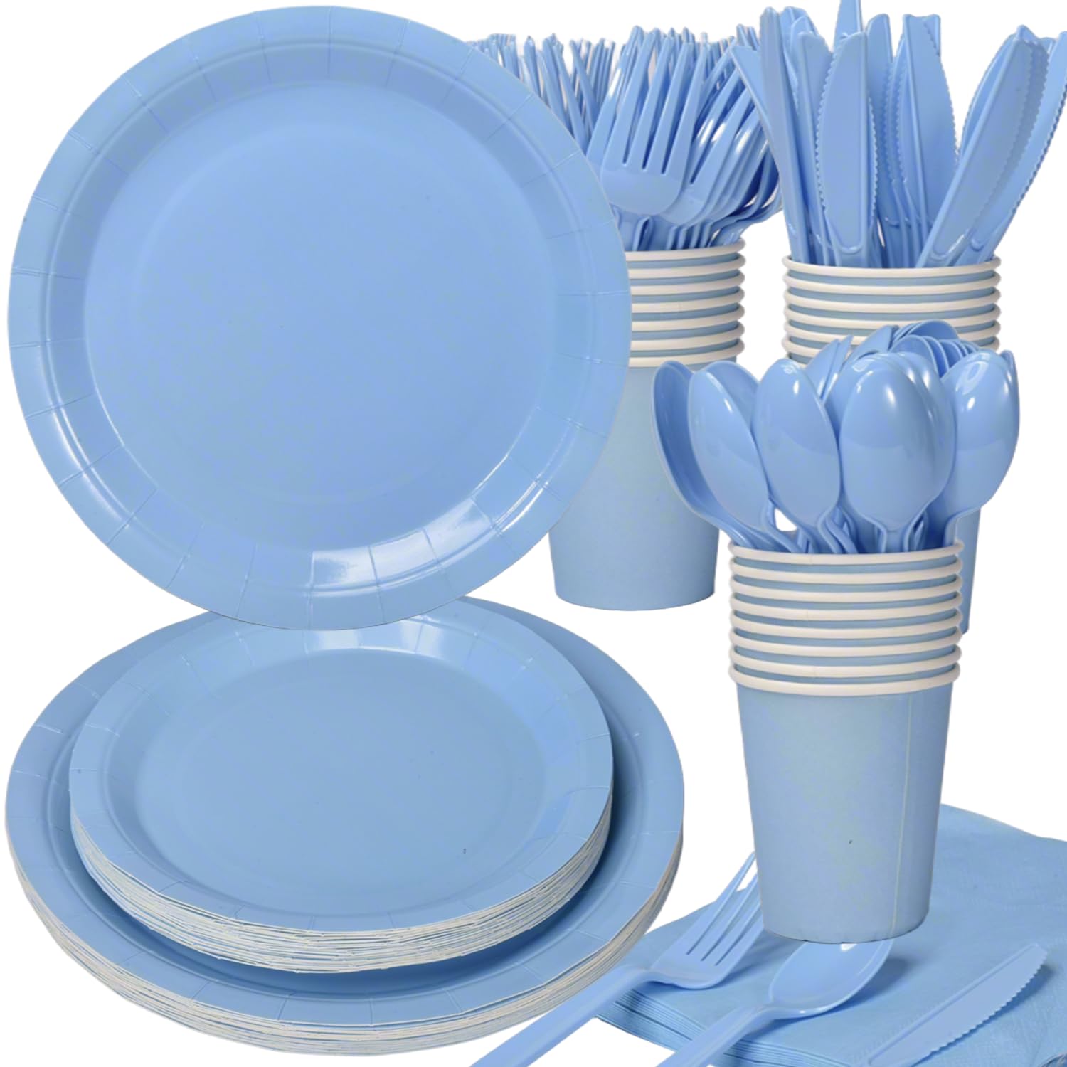Baby Blue Paper Party Dinnerware Set, 175 ct
