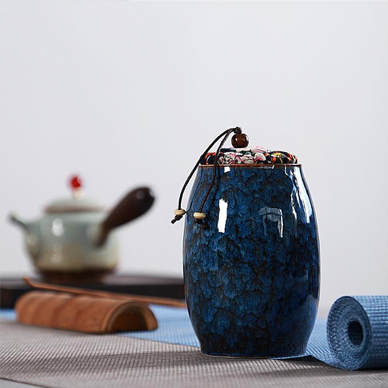 Reactive Glaze Ceramic Tea Canister, 300 ml