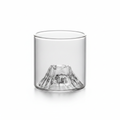 Fuji mountain-relief clear whiskey glass on a white background showing the molded inner peak