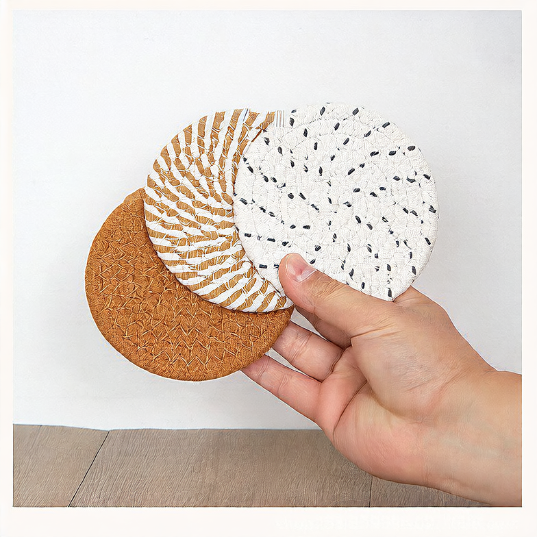 Cotton Woven Round Heat Insulation Coaster Placemat
