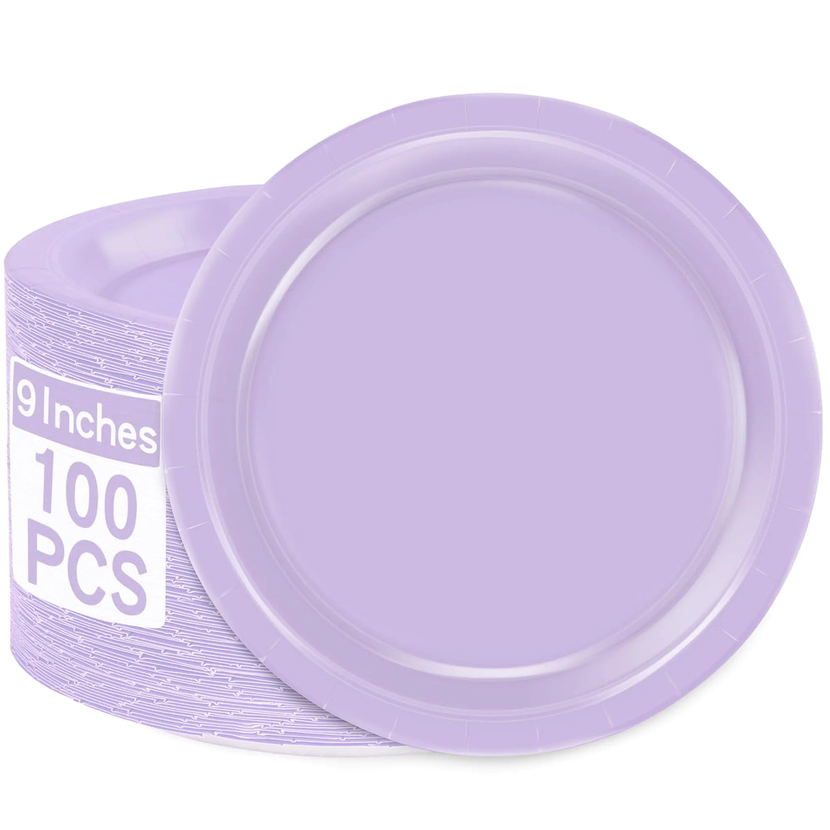 Light lavender paper plates, verified white source.