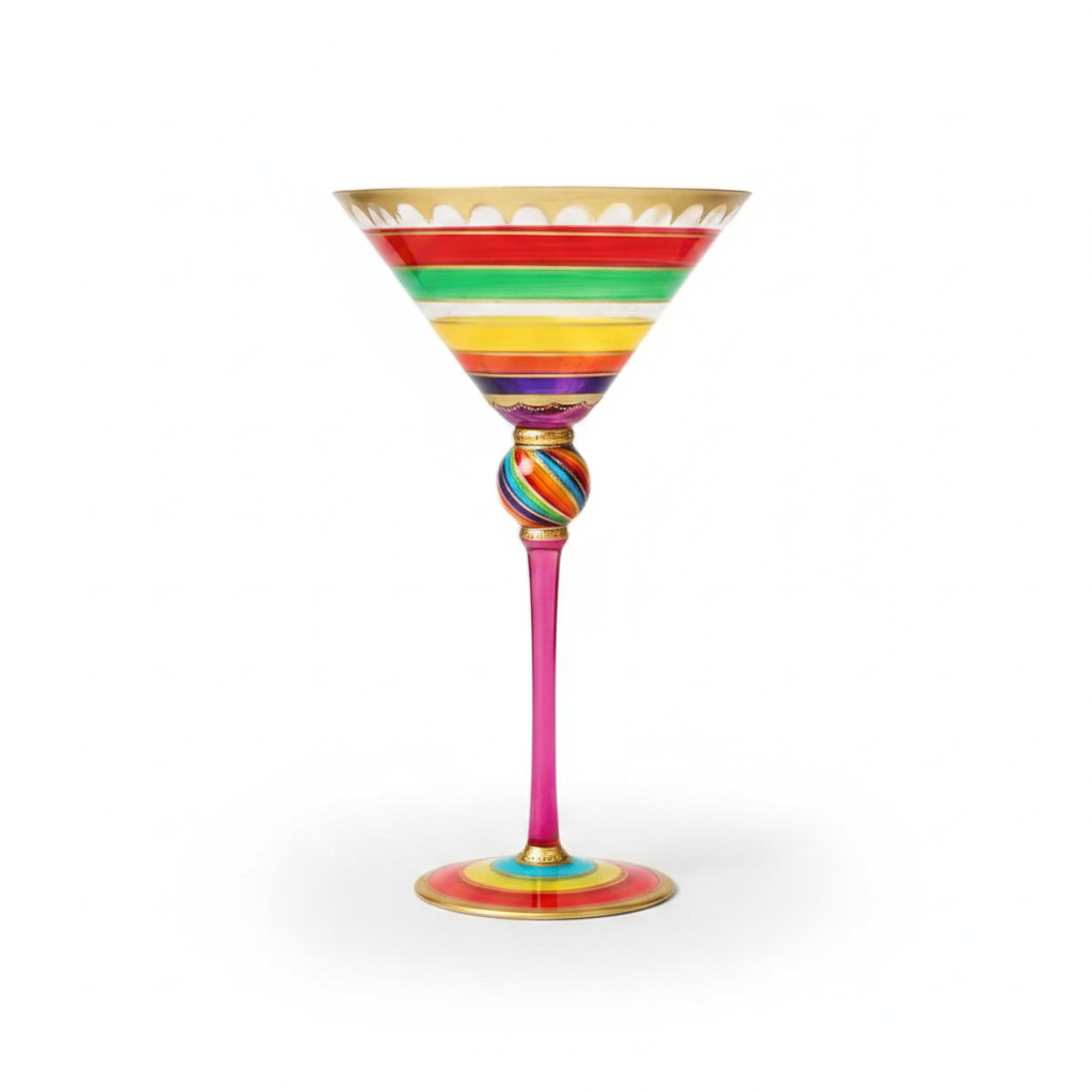 Carosello hand-painted retro martini goblet — Colorful