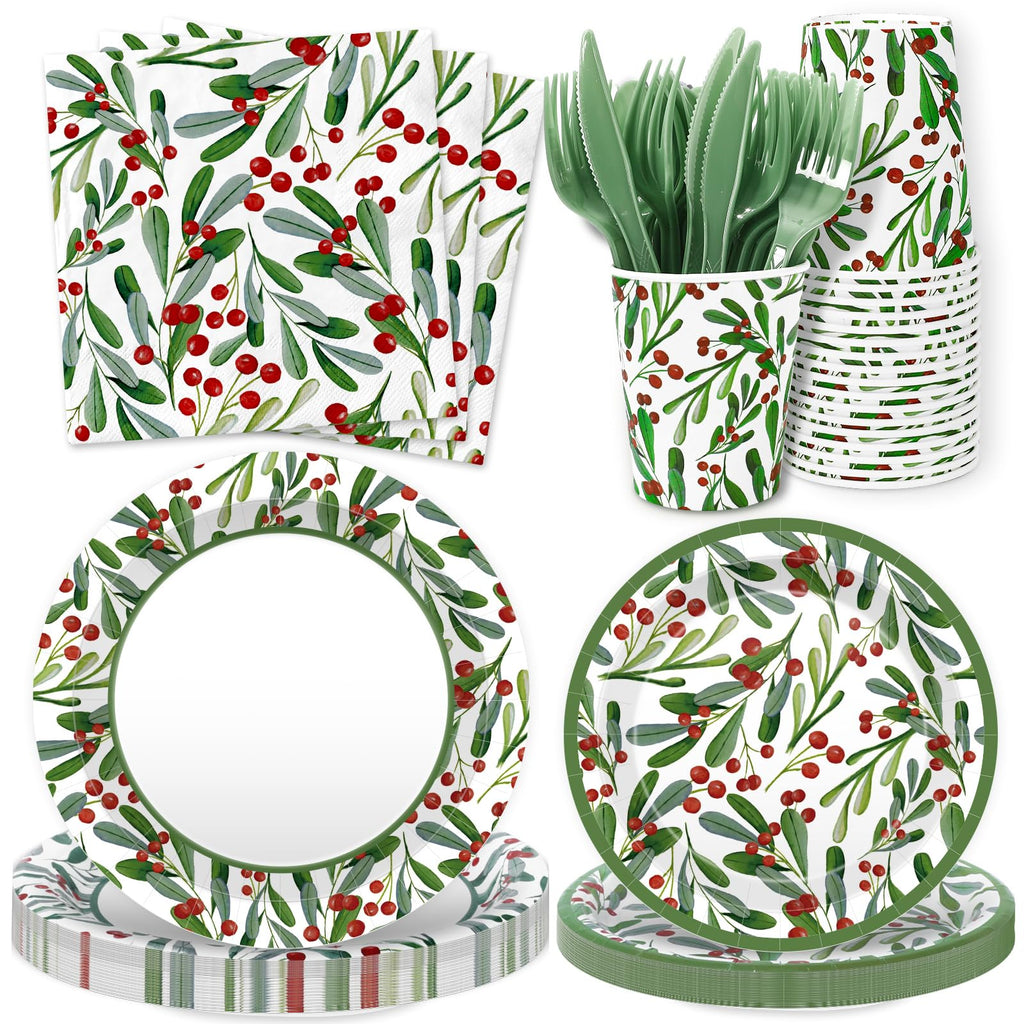 Holly Christmas Party Tableware Kit, 175 pc
