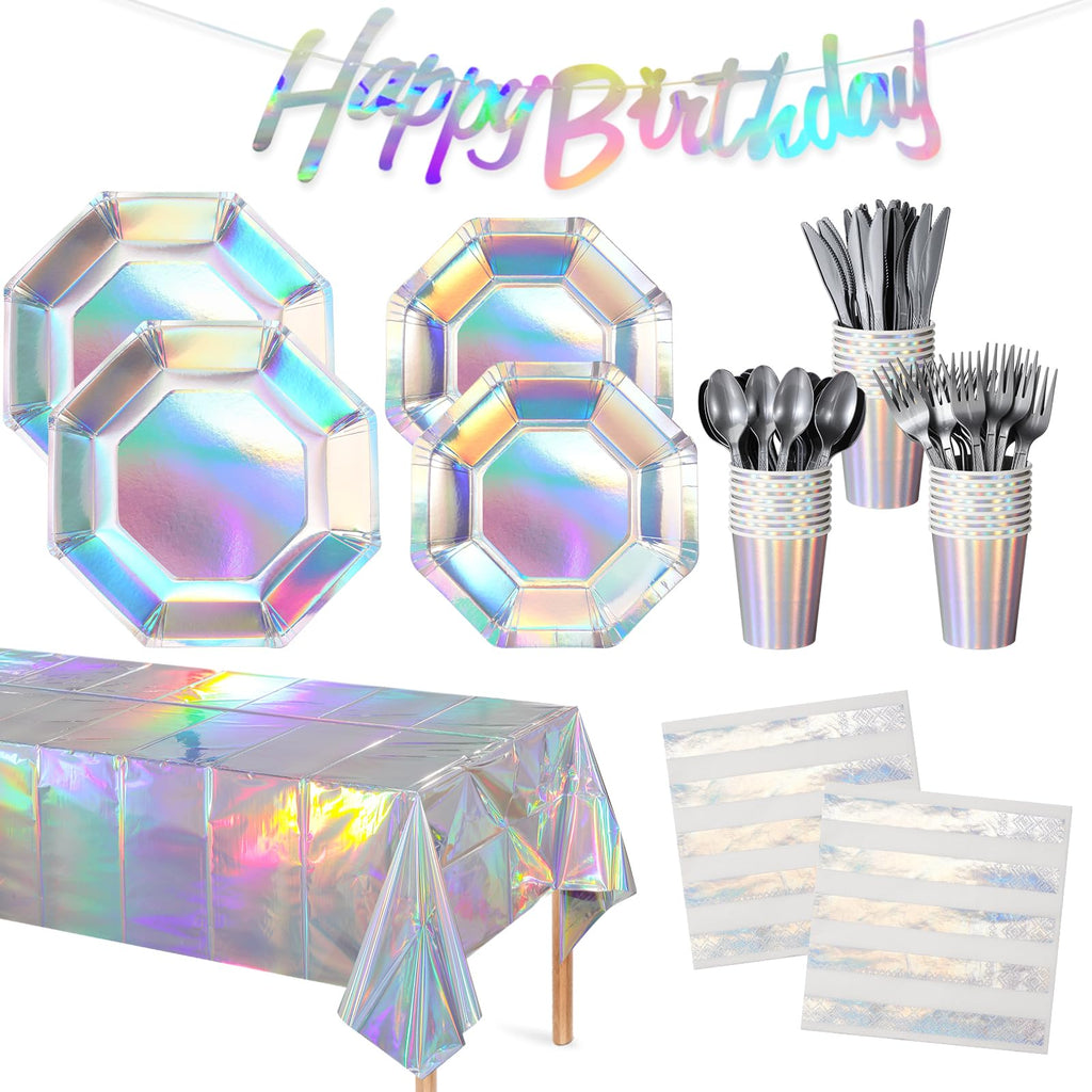 Iridescent Birthday Tableware Set for 25 Guests