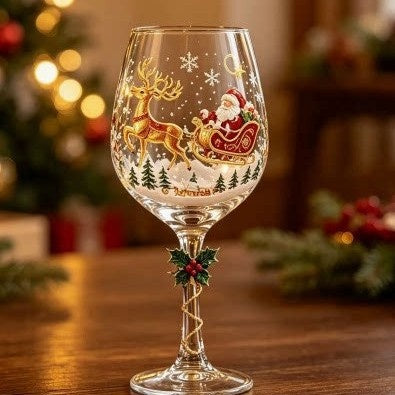 Christmas Figurine Wine Glasses, Set of 6