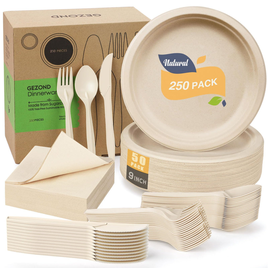 Compostable Dinner Set for 50, 250 pc