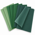 Three-shade green tissue paper sheets — white loose sheets