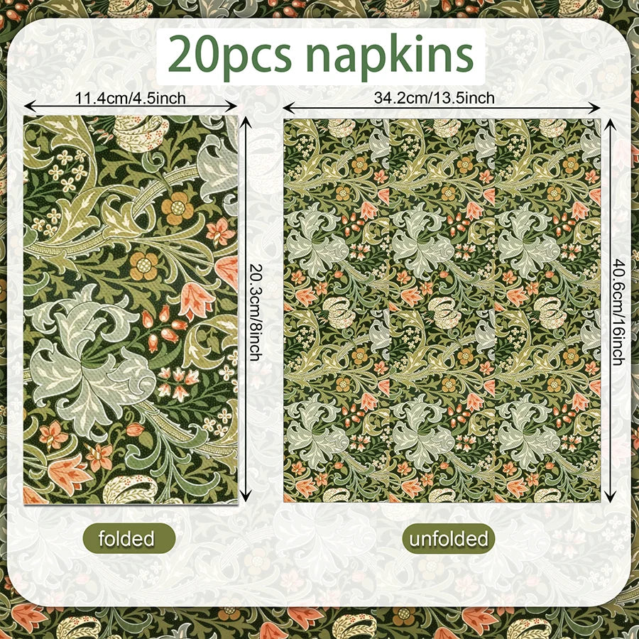 Sage Vine Paper Guest Napkins, 40 Count (2 Packs of 20)