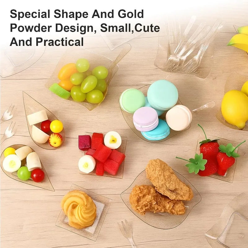 Gold Glitter Mini Appetizer Set, 400 Pieces