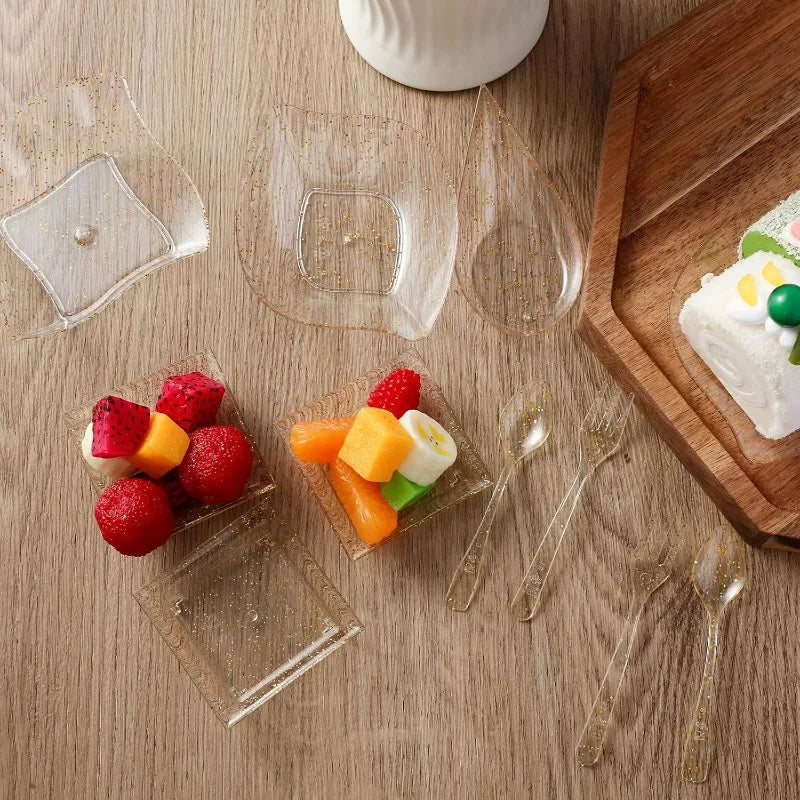 Gold Glitter Mini Appetizer Set, 400 Pieces