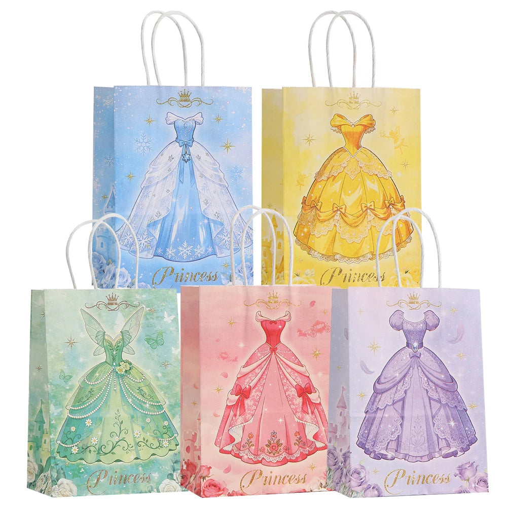 Princess Dress Favor Bags with Handles, 10 or 20 Pack