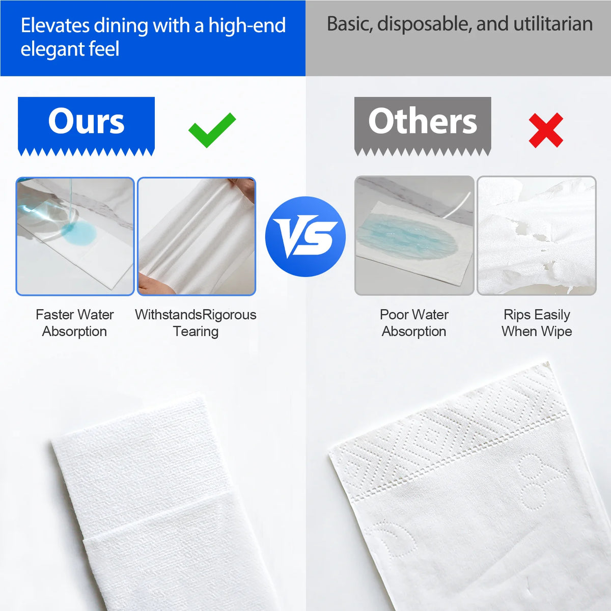 White Paper Napkins with Flatware Pocket, 13 x 15.75 in, 100-Pack