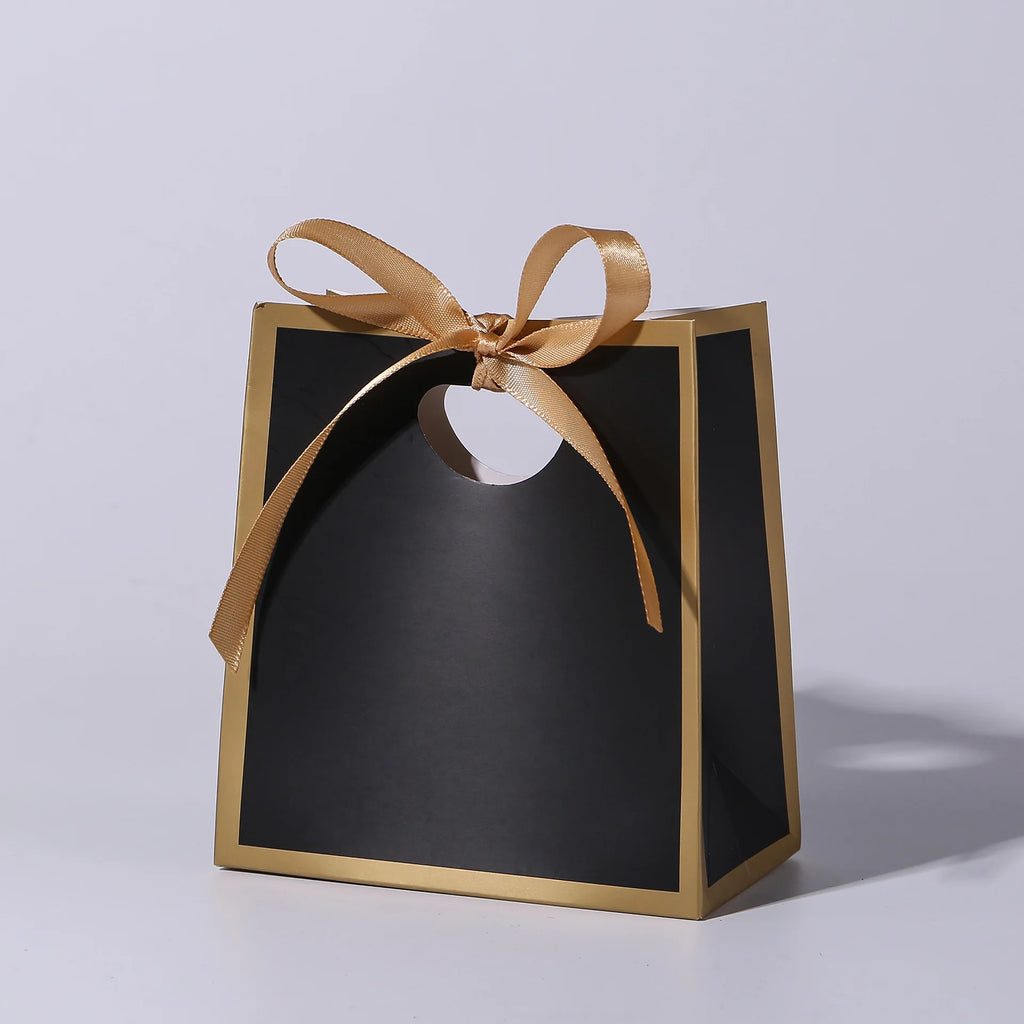 Color-Border Mini Gift Bags with Ribbon Bows, 50-Pack