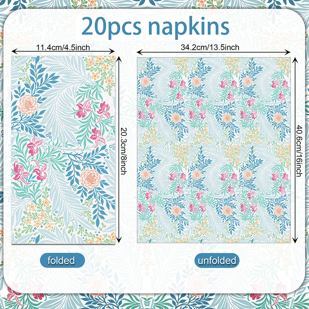 Pastel Floral Paper Guest Napkins, 40 Count (2 Packs of 20)