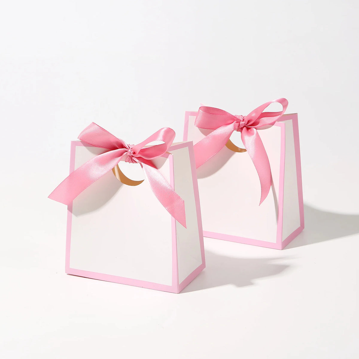 Colour-Border Mini Gift Bags with Ribbon Bows, 50-Pack