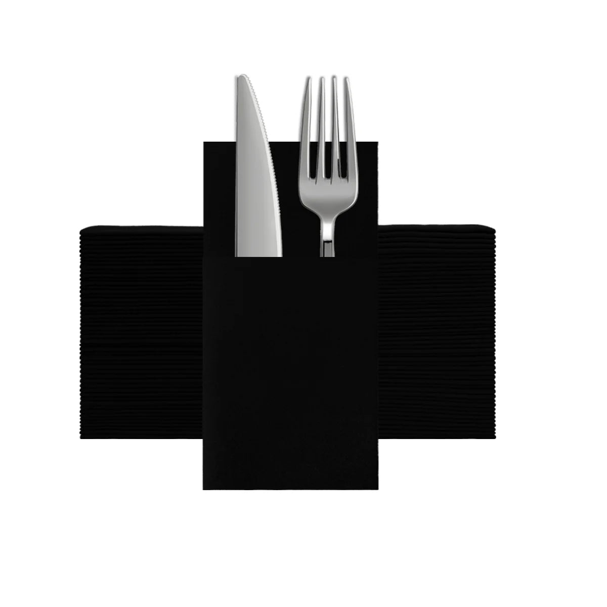 Solid Colour Paper Napkins with Flatware Pocket, 25-Pack
