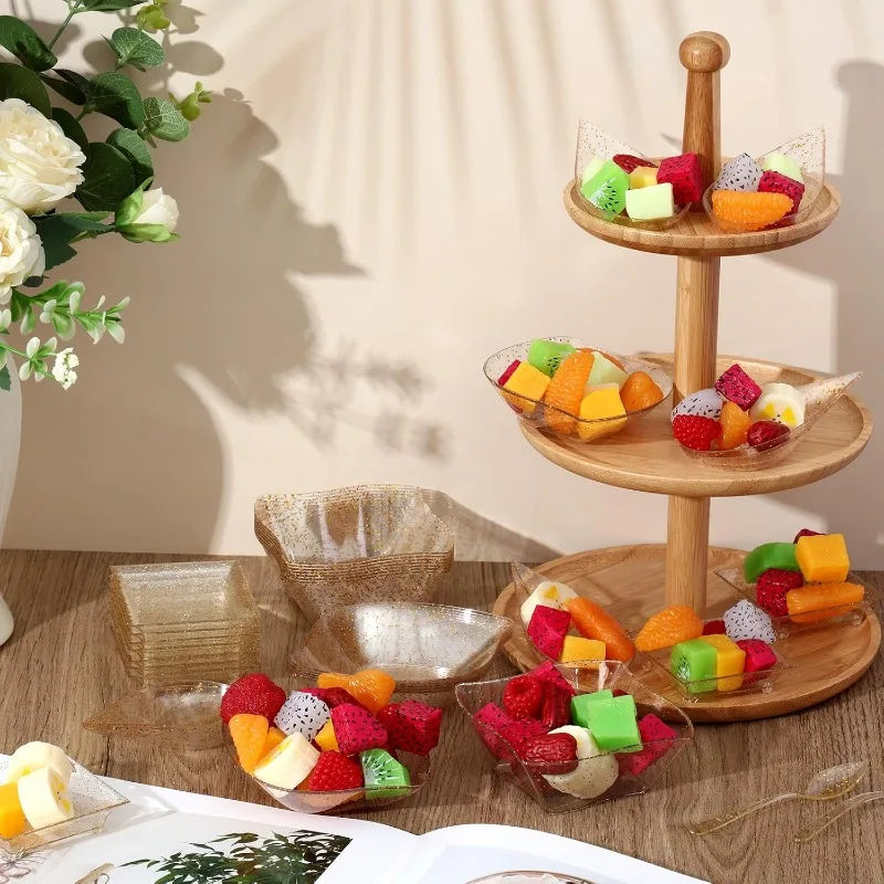 Gold Glitter Mini Appetizer Set, 400 Pieces