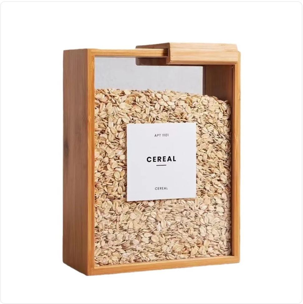 Bamboo Sliding Lid Grain Storage Box