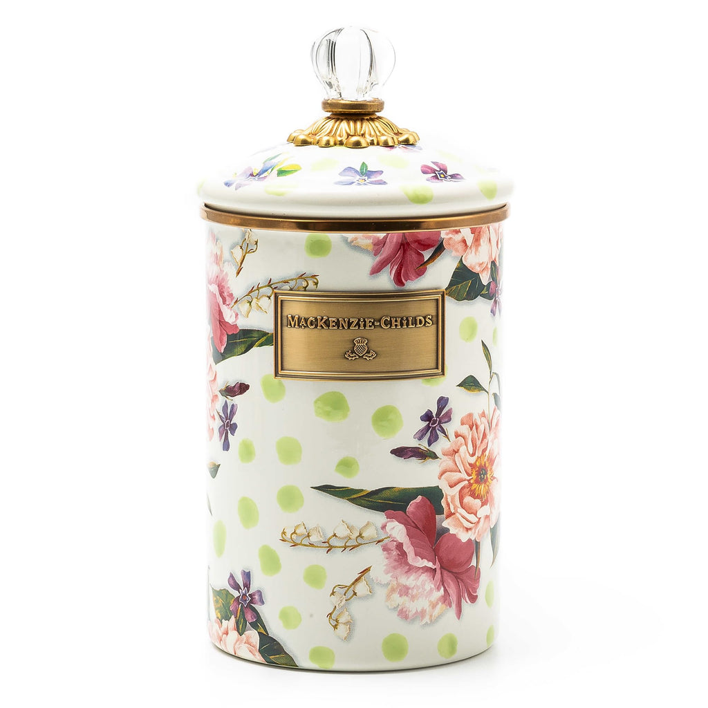 Wildflower Enamel Storage Canister with Glass Knob, Large