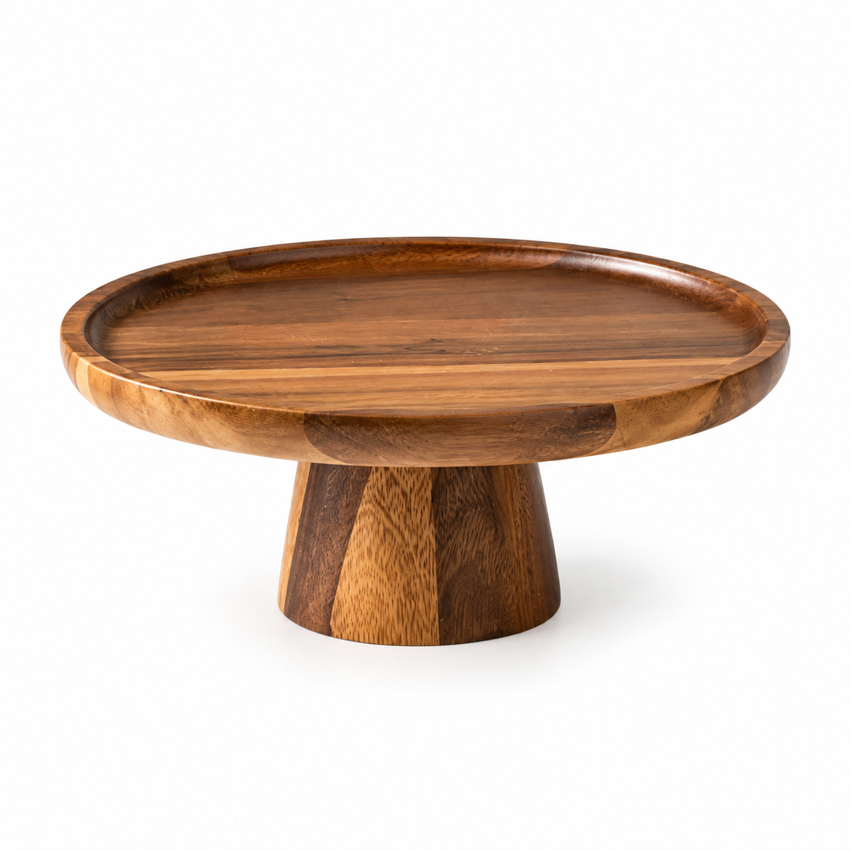 Acacia wood footed dessert stand, large size