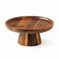 Acacia wood footed dessert stand, small size