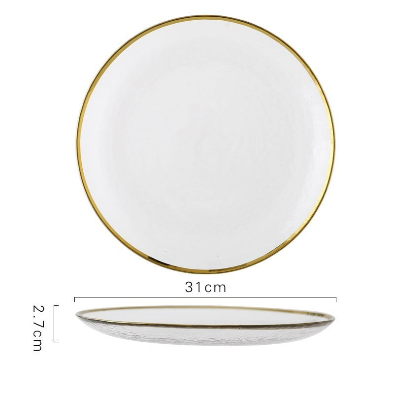 Gold-Rimmed Textured Glass Plates