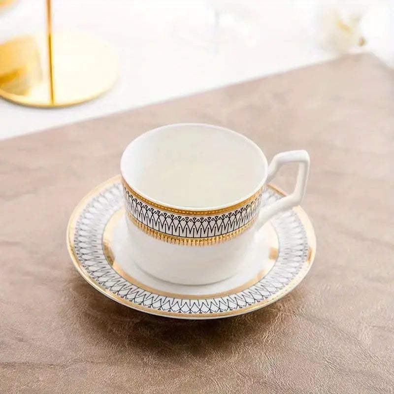 Golden-Edge Bone China Mug and Saucer