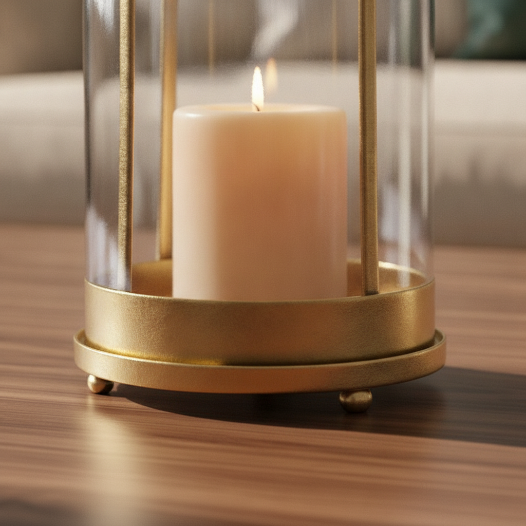 Macro detail of the hand-finished antique gold-bronze metal base and frame join