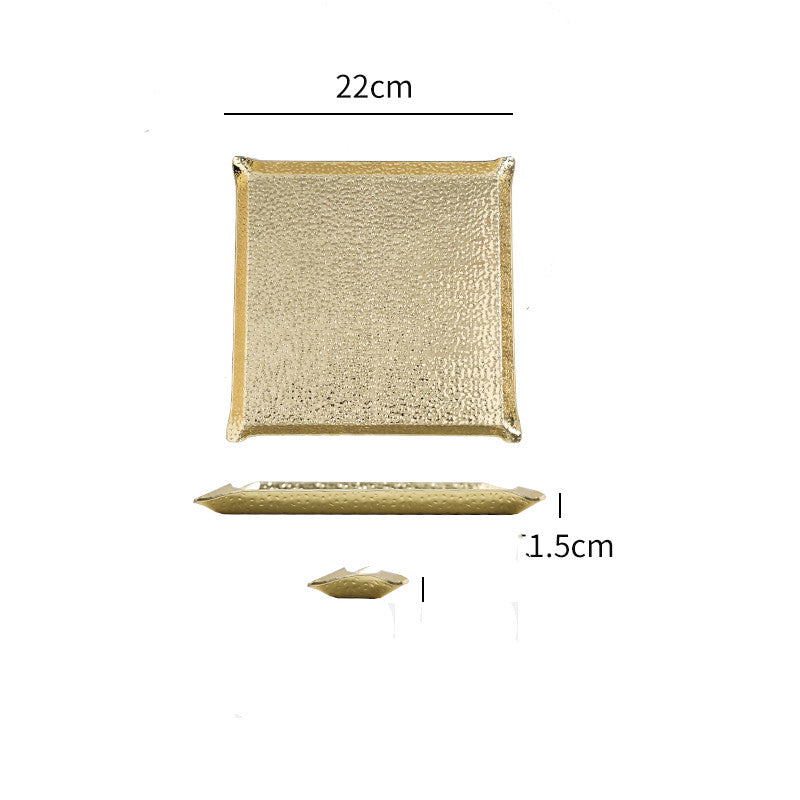 Gold Hammered Stainless Steel Serving Tray